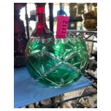 Green Cut Glass Decorative Bowl