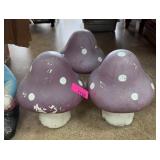 Three Purple Mushroom Figurines