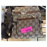 Brown Crossbody Bag with Patterned Design