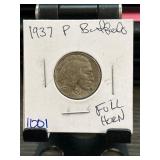 1937 P Buffalo Nickel in Full Horn Condition