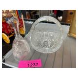 Crystal Bell and Basket With Intricate Cuts