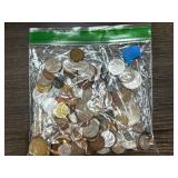 World Coins in Plastic Bag