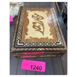 Wooden Inlaid Decorative Box With Red Interior