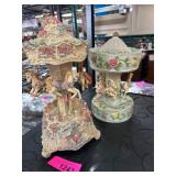 Decorative Carousel Figurines with Floral Designs