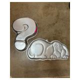 Two Aluminum Cake Pans ' Dog and Question Mark