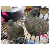Patinated Bronze Quail Sculptures