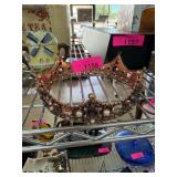 Copper-Tone Crown with Faux Jewels and Pearls