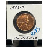 1953-D Lincoln Wheat Cent, CH RED UNC