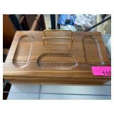 Wooden Organizer With Brass Handle and Red Felt