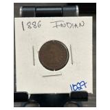1886 Indian Head Cent in Cardboard Holder