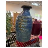 Handcrafted Blue Glazed Ceramic Vase