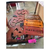 Fall Decor with Pumpkin Stand and Arrow Signs