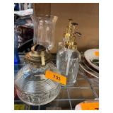 Glass Oil Lamp and Soap Dispenser Set