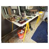Yellow Metal Sawhorses With Tabletop