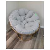Papasan Chair with Gray Cushion