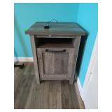 Wood Veneer End Table with Storage Cabinet