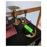 Brass Candlestick Holders and Hook