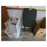 Plastic Storage Bins and Folding Table