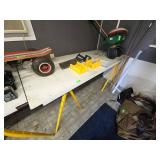 Hand Saw with Two Yellow Miter Boxes