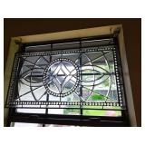 Leaded Glass Window Panel With Geometric Motu