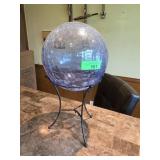 Purple Crackle Glass Gazing Ball With Stand