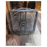Lasko Power Box Fan and Faux Marble Table
