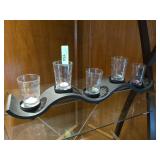 Wavy Black Metal Candle Holder With 5 Glass V
