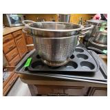 Stainless Colander, Bakeware, and Utensils