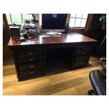 Aspenhome Black Wood Desk and Three-Drawer Cabinet
