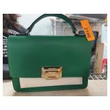 ALDO Green and White Structured Handbag