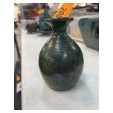 Signed Green Glazed Pottery Vase