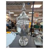 Large Silver Mercury Glass Lidded Jar