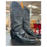 Tony Lama Black Leather Cowboy Boots 8.5D