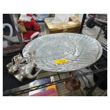 Embossed Metal Turkey Platter and Miniature 3