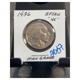 1936 Buffalo Nickel EF/AU 45