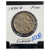 1934-D Buffalo Nickel, Fine Condition