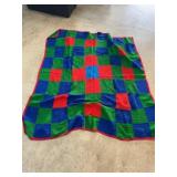 Handmade Crochet Red, Blue, Green Blanket