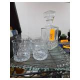 Glass Decanter and Four Cut Glass Tumblers