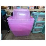 8 Pink Plastic Storage Bins with Lids