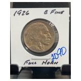 1926 Buffalo Nickel Extra Fine Full Horn