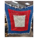 Handmade Red, White, and Blue Crochet Blanket