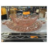 Pink Depression Glass Serving Bowl and Tray