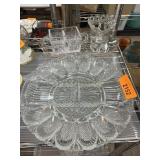 Pressed Glass Relish and Deviled Egg Set