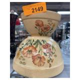 Two Floral Stoneware Mixing Bowls