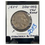1924 Buffalo Nickel DDO-002 Variety