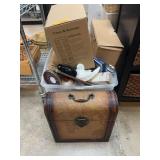 Decorative Trunk and Mixed Household Lot