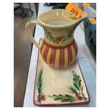 Gail Pittman Ceramic Pitcher and Tray Set