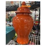 Glossy Orange Ceramic Lidded Ginger Jar