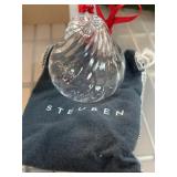 Steuben Crystal Pear Ornament With Box
