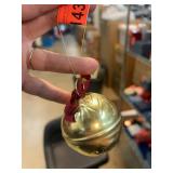Brass Jingle Bell Ornament With Red Bow